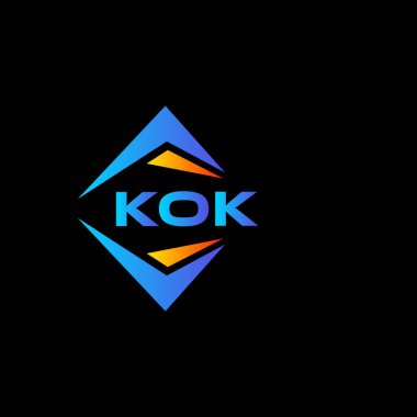 Siyah arka planda KOK soyut teknoloji logosu tasarımı. KOK yaratıcı harf logosu kavramı.