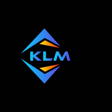 Kara fon üzerinde KLM soyut teknoloji logo tasarımı. KLM yaratıcı harf logosu kavramı.