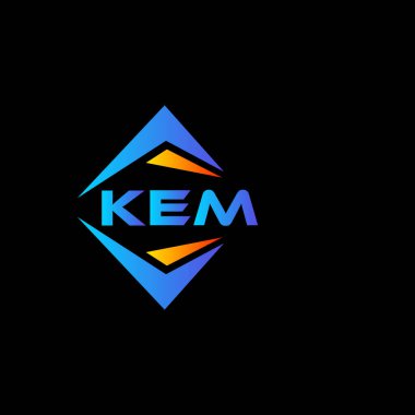 Kara fon üzerinde KEM soyut teknoloji logo tasarımı. KEM yaratıcı harf logosu kavramı.
