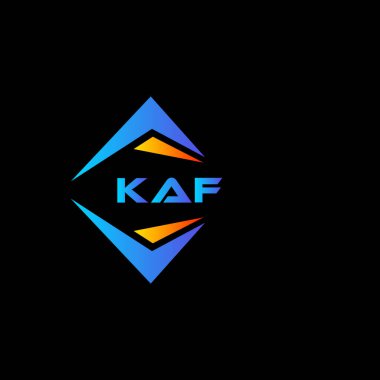 Siyah arka planda KAF soyut teknoloji logosu tasarımı. KAF yaratıcı harf logosu kavramı.