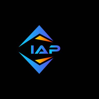 Kara arka planda IAP soyut teknoloji logosu tasarımı. IAP yaratıcı harflerin baş harfleri logo kavramı.