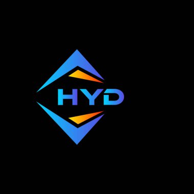 Kara arka planda HYD soyut teknoloji logosu tasarımı. HYD yaratıcı harflerin baş harfleri logo kavramı.