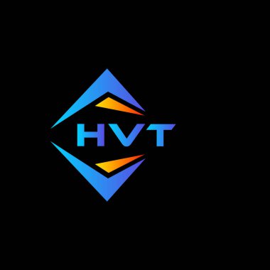 Siyah arka planda HVT soyut teknoloji logosu tasarımı. HVT yaratıcı harflerin baş harfleri logo kavramı.