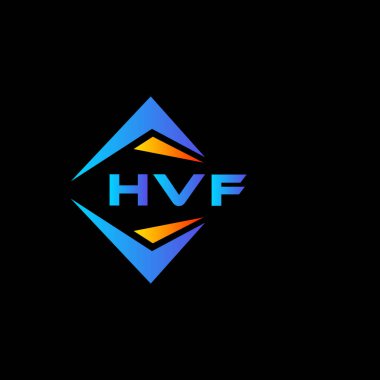 Siyah arka planda HVF soyut teknoloji logosu tasarımı. HVF yaratıcı harflerin baş harfleri logo kavramı.