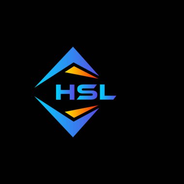 Siyah arka planda HSL soyut teknoloji logosu tasarımı. HSL yaratıcı harf logosu kavramı.