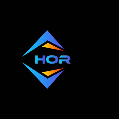 Kara zemin üzerinde HOR soyut teknoloji logo tasarımı. HOR yaratıcı harf logosu kavramı.