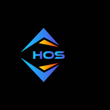 Siyah arka planda HOS soyut teknoloji logosu tasarımı. HOS yaratıcı harflerin baş harfleri logo kavramı.