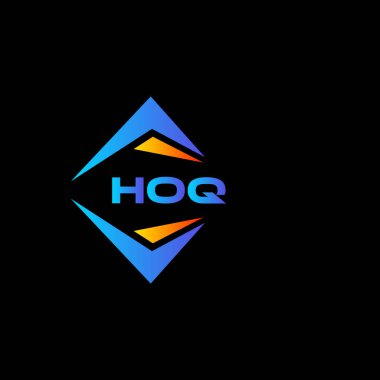 Kara zemin üzerinde HQ soyut teknoloji logosu tasarımı. HOQ yaratıcı harflerin baş harfleri logo kavramı.