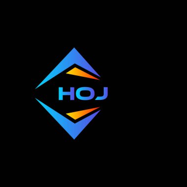 HOJ soyut teknoloji logo tasarımı Siyah arka planda. HOJ yaratıcı harflerin baş harfleri logo kavramı.