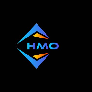 Siyah arka planda HMO soyut teknoloji logosu tasarımı. HMO yaratıcı harflerin baş harfleri logo kavramı.