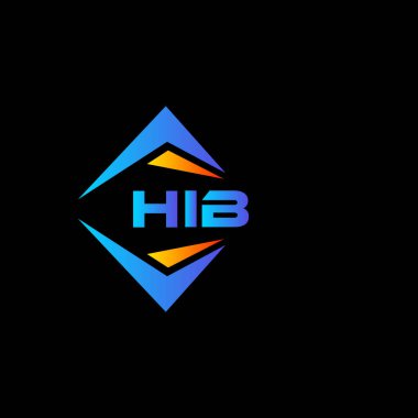 Siyah arka planda HIB soyut teknoloji logosu tasarımı. HIB yaratıcı harflerin baş harfleri logo kavramı.