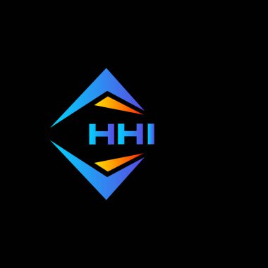 Siyah arka planda HHI soyut teknoloji logosu tasarımı. HHI yaratıcı harf logosu kavramı.
