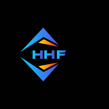 Siyah arka planda HHF soyut teknoloji logosu tasarımı. HHF yaratıcı harflerin baş harfleri logo kavramı.