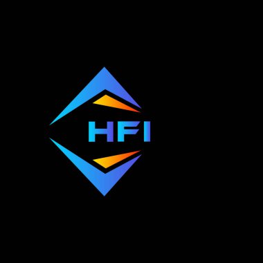 Kara arka planda HFI soyut teknoloji logosu tasarımı. HFI yaratıcı harflerin baş harfleri logo kavramı.