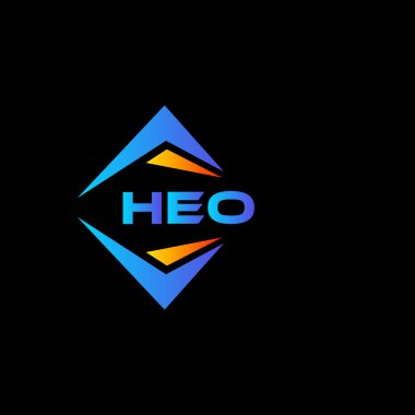 HEO soyut teknoloji logosu tasarımı Siyah arka planda. HEO yaratıcı harflerin baş harfleri logo kavramı.