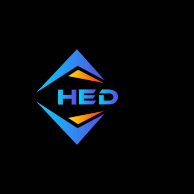 Kara zemin üzerinde yüksek çözünürlüklü teknoloji logosu tasarımı. HED yaratıcı harflerin baş harfleri logo kavramı.