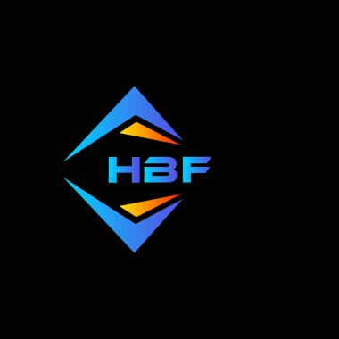 Kara fon üzerinde HBF soyut teknoloji logosu tasarımı. HBF yaratıcı harf logosu kavramı.