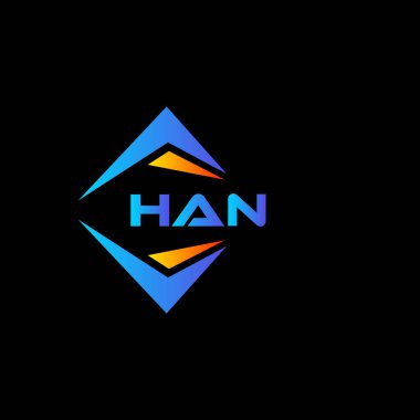 Han 'ın soyut teknoloji logosu Kara arka planda tasarlandı. Han yaratıcı harflerin baş harfleri logo kavramı.
