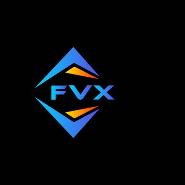 Siyah arka planda FVX soyut teknoloji logosu tasarımı. FVX yaratıcı harflerin baş harfleri logo kavramı.