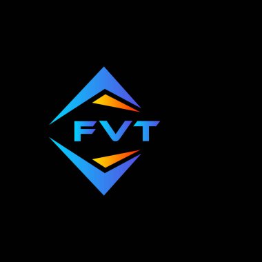 Siyah arka planda FVT soyut teknoloji logosu tasarımı. FVT yaratıcı harflerin baş harfleri logo kavramı.