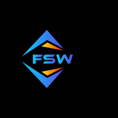 Siyah arka planda FSW soyut teknoloji logosu tasarımı. FSW yaratıcı harflerin baş harfleri logo kavramı.