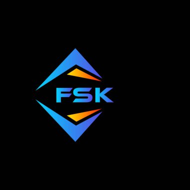 Siyah arka planda FSK soyut teknoloji logosu tasarımı. FSK yaratıcı harflerin baş harfleri logo kavramı.