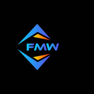 Siyah arka planda FMW soyut teknoloji logosu tasarımı. FMW yaratıcı harflerin baş harfleri logo kavramı.