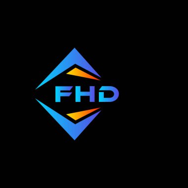 Beyaz arka planda FHD soyut teknoloji logosu tasarımı. FHD yaratıcı harflerin baş harfleri logo kavramı.