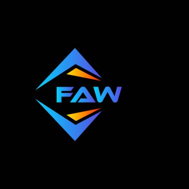 Beyaz arka planda FAW soyut teknoloji logosu tasarımı. FAW yaratıcı harflerin baş harfleri logo kavramı.