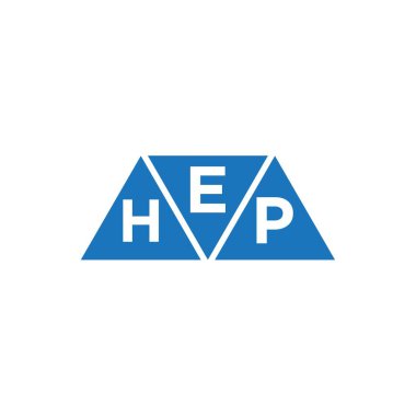 Beyaz arkaplanda EHP üçgen şekil logosu tasarımı. EHP yaratıcı harf logosu kavramı.