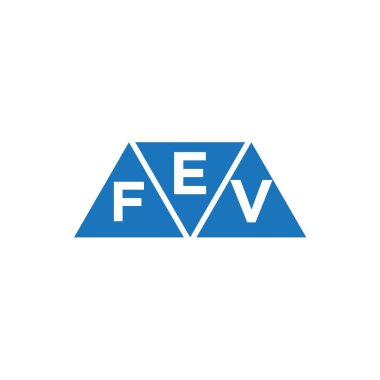 Beyaz arkaplanda EFV üçgen şekil logosu tasarımı. EFV yaratıcı harflerin baş harfleri logo kavramı.