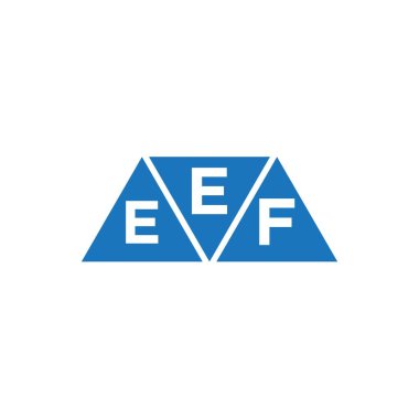 Beyaz arkaplanda AEF üçgen şekil logosu tasarımı. EEF yaratıcı harf logosu kavramı.