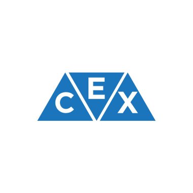 Beyaz arkaplanda ECX üçgen şekil logosu tasarımı. ECX yaratıcı harf logosu kavramı.