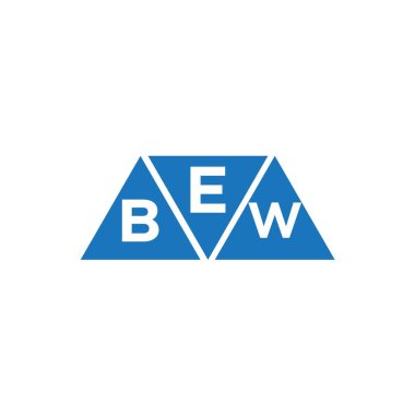 Beyaz arkaplanda EBW üçgen şekil logosu tasarımı. EBW yaratıcı harflerin baş harfleri logo kavramı.