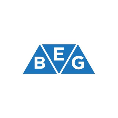 Beyaz arkaplanda EBG üçgen şekil logosu tasarımı. EBG yaratıcı harflerin baş harfleri logo kavramı.