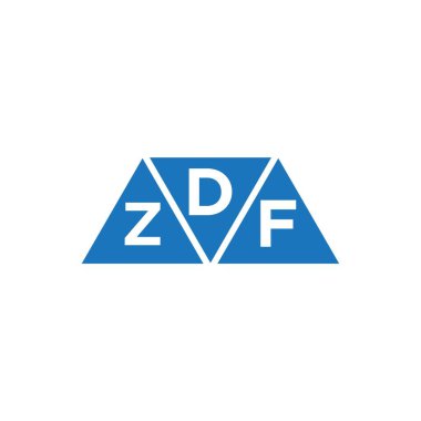 Beyaz arkaplanda DZF üçgen şekil logosu tasarımı. DZF yaratıcı harf logosu kavramı.