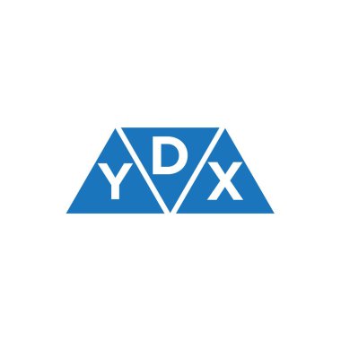 Beyaz arkaplanda DYX üçgen şekil logosu tasarımı. DYX yaratıcı harflerin baş harfleri logo kavramı.