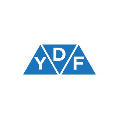 Beyaz arkaplanda DYF üçgen şekil logosu tasarımı. DYF yaratıcı harf logosu kavramı.