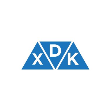 Beyaz arkaplanda DXK üçgen şekil logosu tasarımı. DXK yaratıcı harflerin baş harfleri logo kavramı.