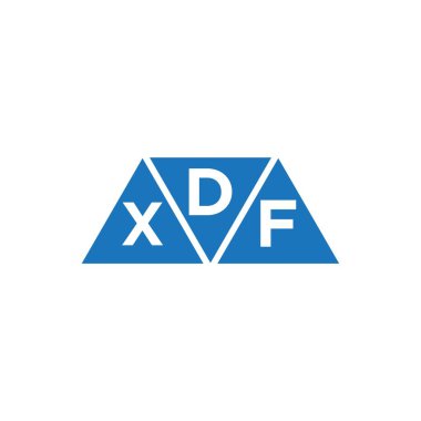 Beyaz arkaplanda DXF üçgen şekil logosu tasarımı. DXF yaratıcı harf logosu kavramı.