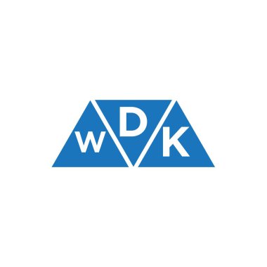 Beyaz arkaplanda DWK üçgen şekil logosu tasarımı. DWK yaratıcı harflerin baş harfleri logo kavramı.