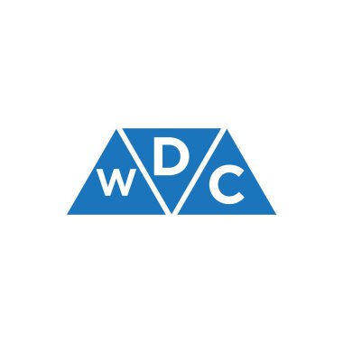 Beyaz arka planda DWC üçgen şekil logosu tasarımı. DWC yaratıcı harflerin baş harfleri logo kavramı.