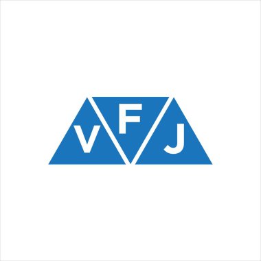 Beyaz arkaplanda FVJ üçgen şekil logosu tasarımı. FVJ yaratıcı harflerin baş harfleri logo kavramı. FVJ üçgen şeklindeki logo tasarımı beyaz arkaplanda. FVJ yaratıcı harf logosu kavramı.