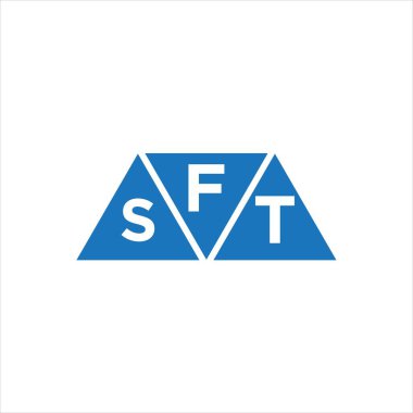 Beyaz arkaplanda FST üçgen şekil logosu tasarımı. FST yaratıcı harflerin baş harfleri logo kavramı.
