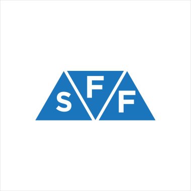 Beyaz arkaplanda FSF üçgen şekil logosu tasarımı. FSF yaratıcı harflerin baş harfleri logo kavramı.