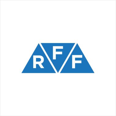 Beyaz arkaplanda FRF üçgen şekil logosu tasarımı. FRF yaratıcı harf logosu kavramı.
