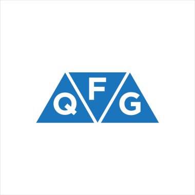 Beyaz arkaplanda FQG üçgen şekil logosu tasarımı. FQG yaratıcı harflerin baş harfleri logo kavramı.