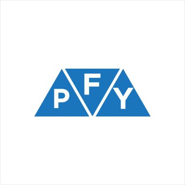 Beyaz arkaplanda FPY üçgen şekil logosu tasarımı. FPY yaratıcı harflerin baş harfleri logo kavramı.