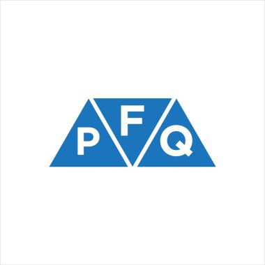 Beyaz arka planda FPQ üçgen şekil logosu tasarımı. FPQ yaratıcı harflerin baş harfleri logo kavramı.