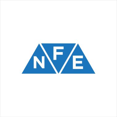 Beyaz arka planda FNE üçgen şekil logosu tasarımı. FNE yaratıcı harflerin baş harfleri logo kavramı.